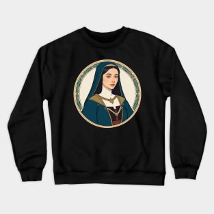 Young Medieval Woman with Head Covering Crewneck Sweatshirt